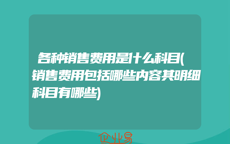 各种销售费用是什么科目(销售费用包括哪些内容其明细科目有哪些)