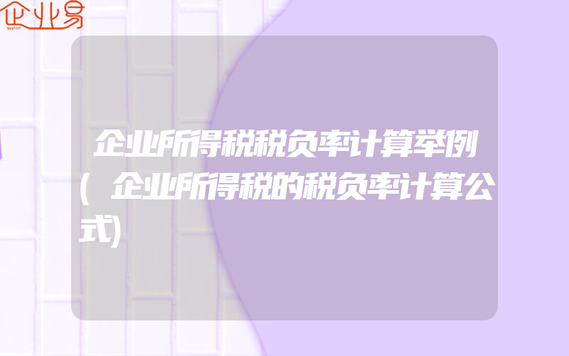 企业所得税税负率计算举例(企业所得税的税负率计算公式)