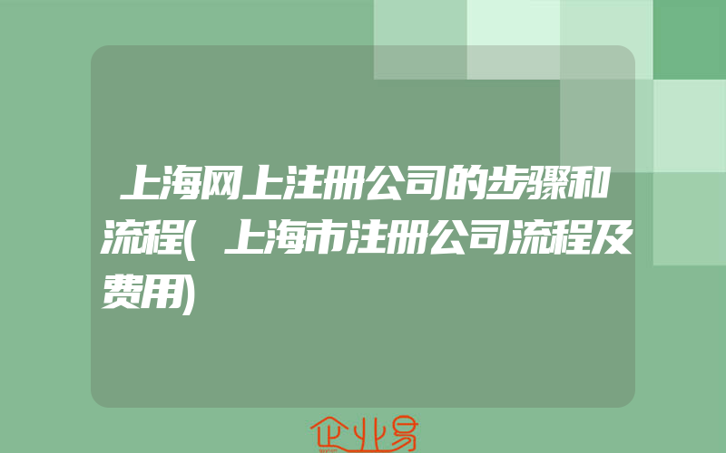 上海网上注册公司的步骤和流程(上海市注册公司流程及费用)