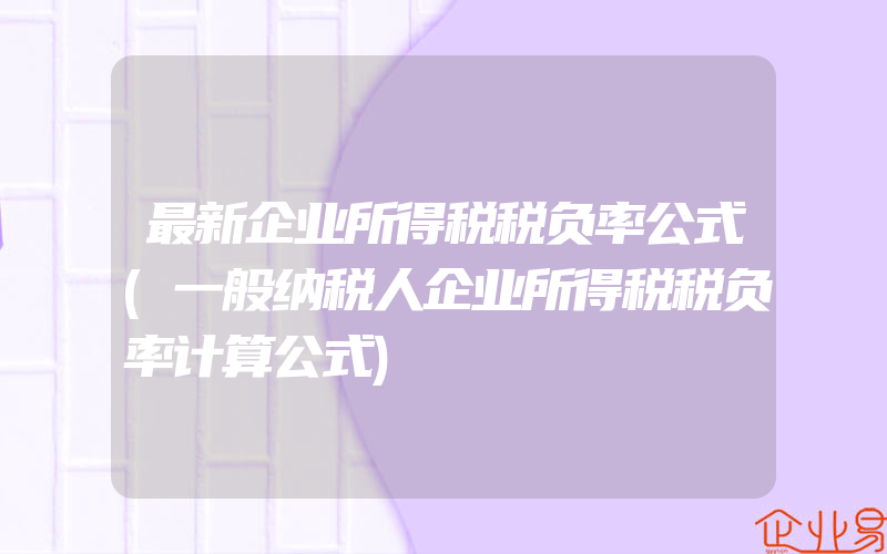 最新企业所得税税负率公式(一般纳税人企业所得税税负率计算公式)