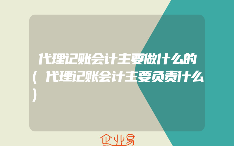 代理记账会计主要做什么的(代理记账会计主要负责什么)