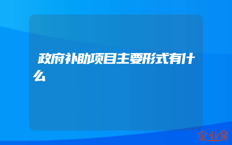 政府补助项目主要形式有什么