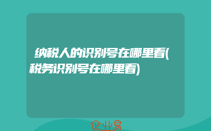 纳税人的识别号在哪里看(税务识别号在哪里看)