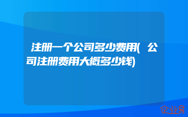 注册一个公司多少费用(公司注册费用大概多少钱)