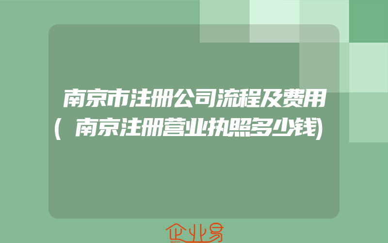 南京市注册公司流程及费用(南京注册营业执照多少钱)