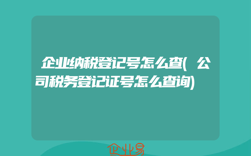 企业纳税登记号怎么查(公司税务登记证号怎么查询)