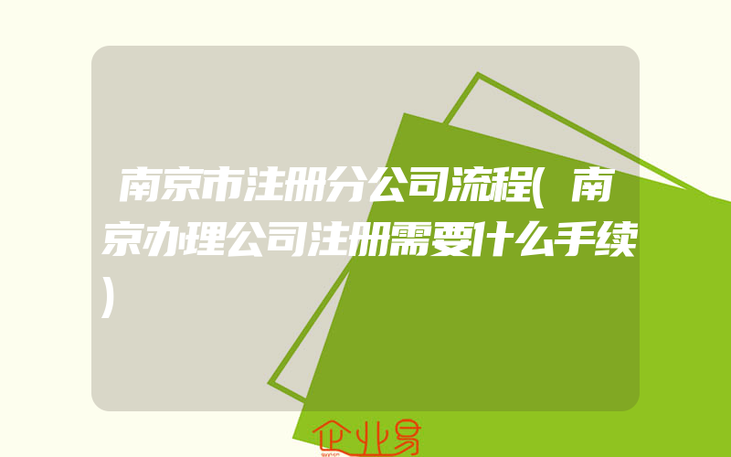 南京市注册分公司流程(南京办理公司注册需要什么手续)