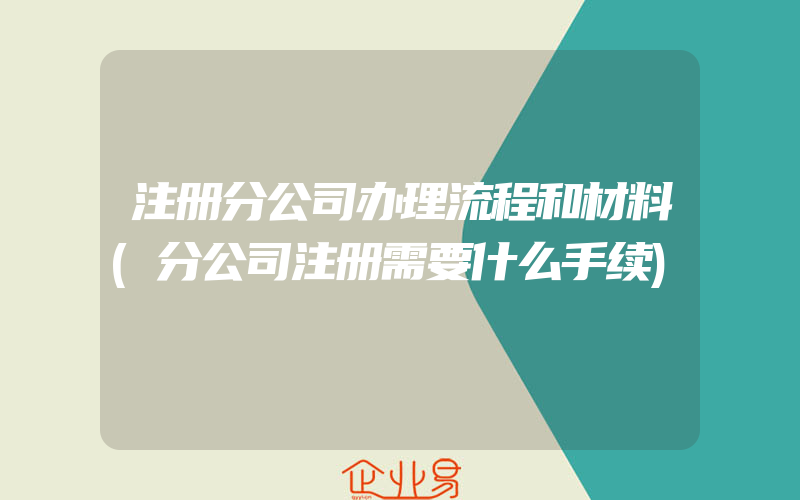 注册分公司办理流程和材料(分公司注册需要什么手续)