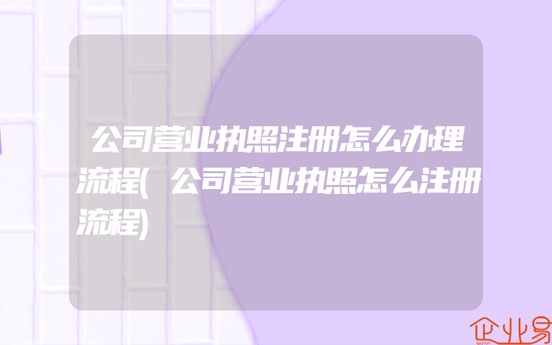 公司营业执照注册怎么办理流程(公司营业执照怎么注册流程)