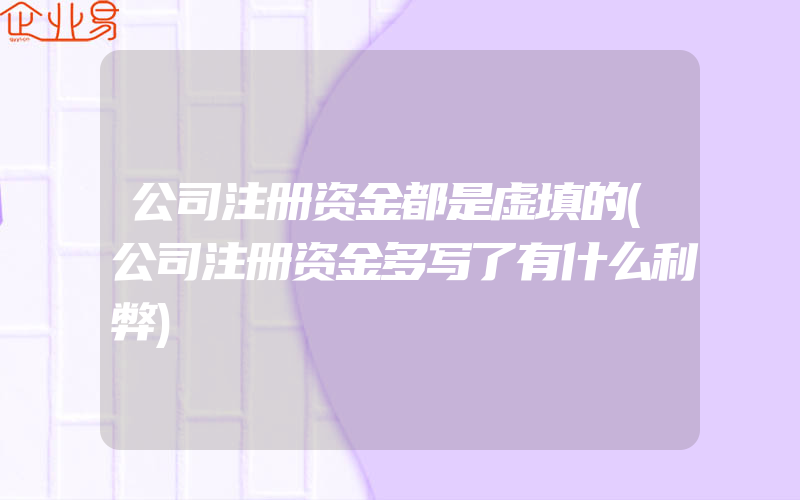 公司注册资金都是虚填的(公司注册资金多写了有什么利弊)