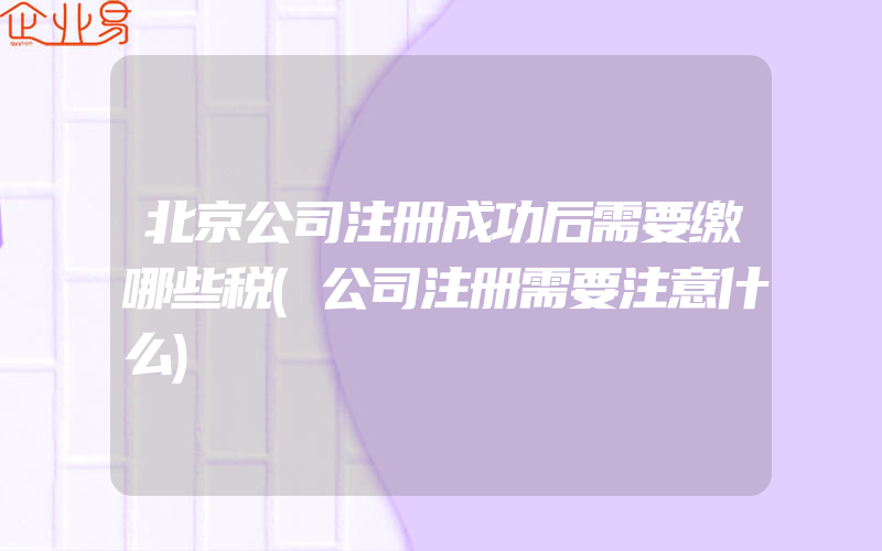 北京公司注册成功后需要缴哪些税(公司注册需要注意什么)