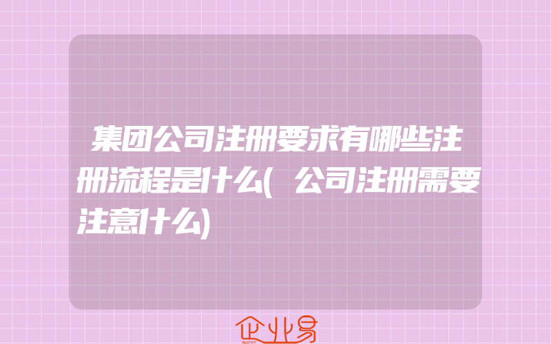 集团公司注册要求有哪些注册流程是什么(公司注册需要注意什么)