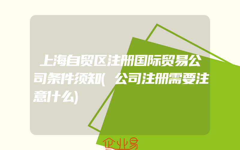 上海自贸区注册国际贸易公司条件须知(公司注册需要注意什么)