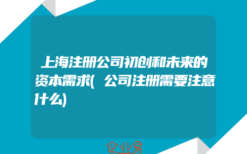 上海注册公司初创和未来的资本需求(公司注册需要注意什么)