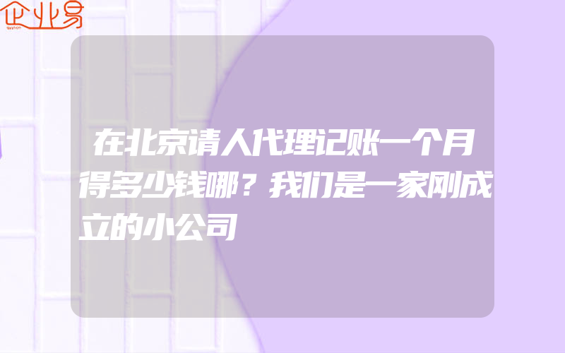 在北京请人代理记账一个月得多少钱哪？我们是一家刚成立的小公司