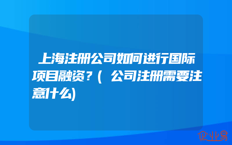 上海注册公司如何进行国际项目融资？(公司注册需要注意什么)