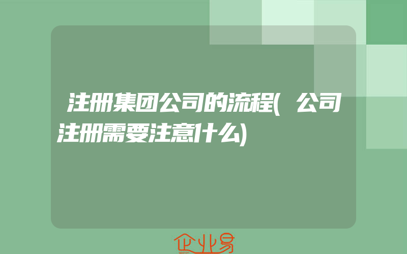 注册集团公司的流程(公司注册需要注意什么)