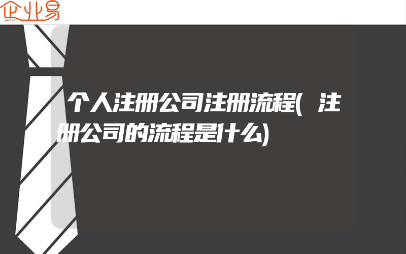 个人注册公司注册流程(注册公司的流程是什么)