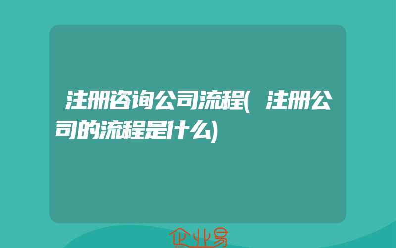 注册咨询公司流程(注册公司的流程是什么)