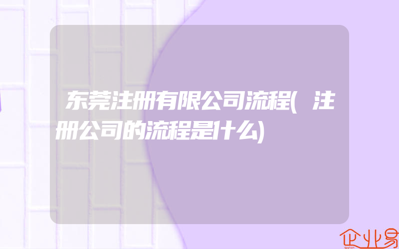 东莞注册有限公司流程(注册公司的流程是什么)