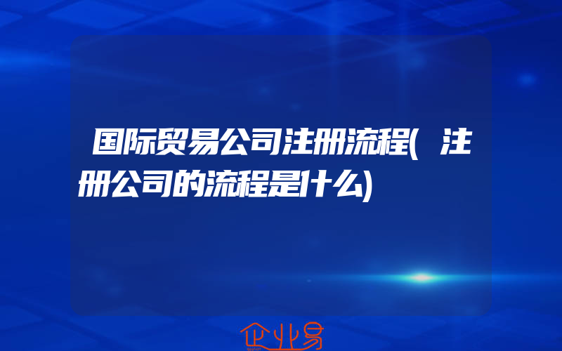 国际贸易公司注册流程(注册公司的流程是什么)