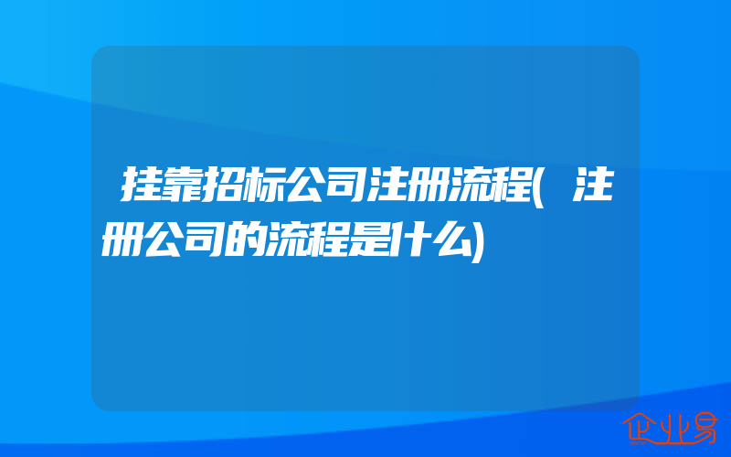 挂靠招标公司注册流程(注册公司的流程是什么)