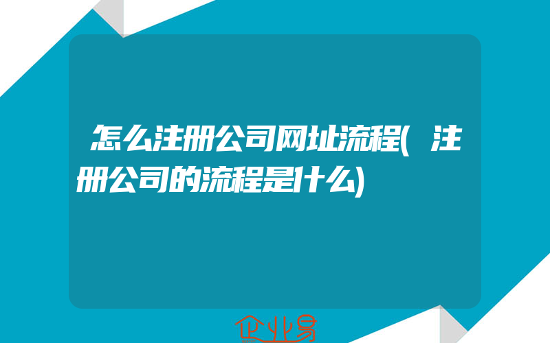 怎么注册公司网址流程(注册公司的流程是什么)