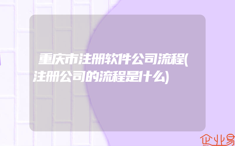 重庆市注册软件公司流程(注册公司的流程是什么)