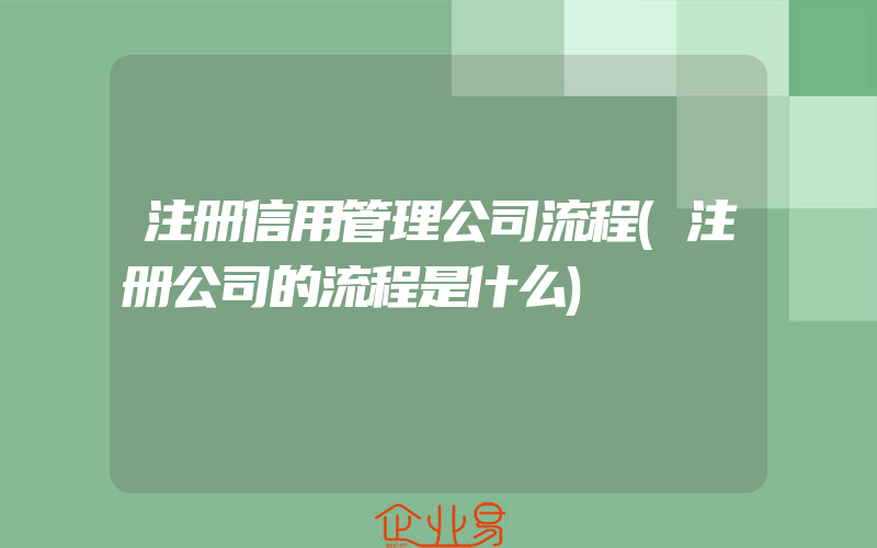 注册信用管理公司流程(注册公司的流程是什么)