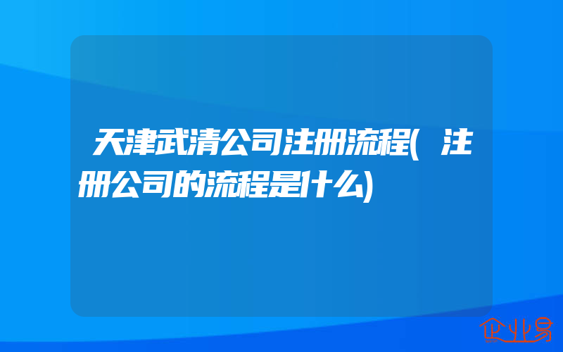 天津武清公司注册流程(注册公司的流程是什么)