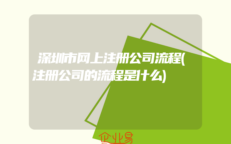 深圳市网上注册公司流程(注册公司的流程是什么)