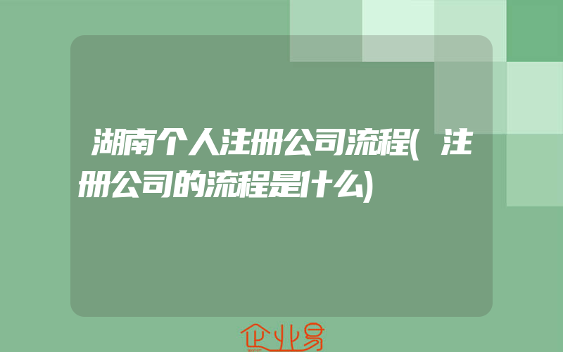 湖南个人注册公司流程(注册公司的流程是什么)