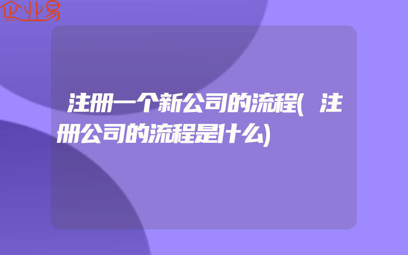 注册一个新公司的流程(注册公司的流程是什么)