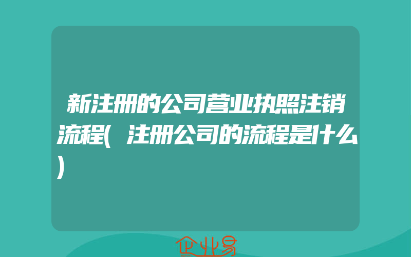 新注册的公司营业执照注销流程(注册公司的流程是什么)