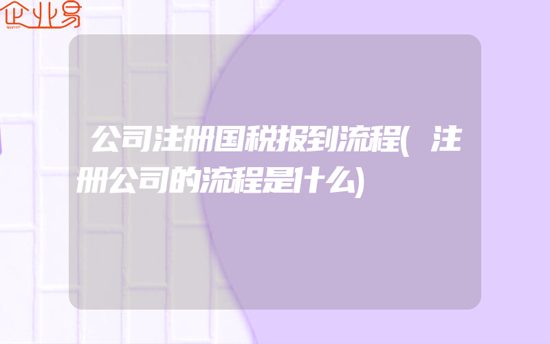 公司注册国税报到流程(注册公司的流程是什么)