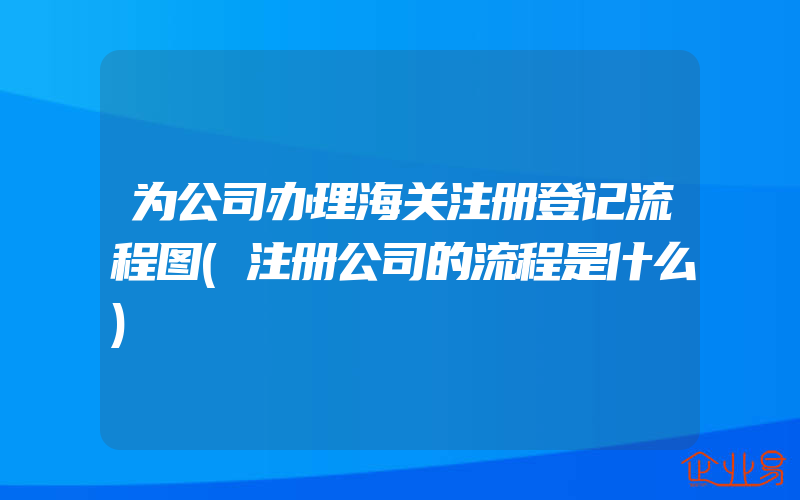 为公司办理海关注册登记流程图(注册公司的流程是什么)