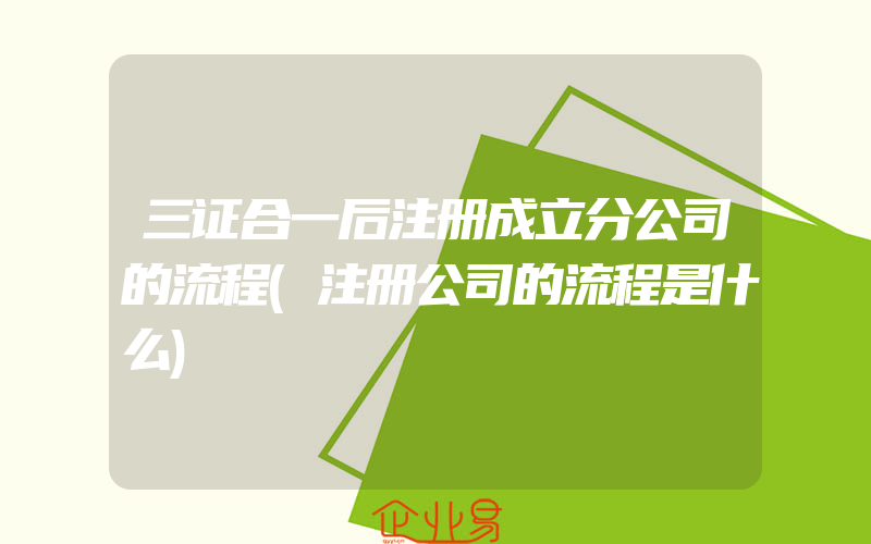 三证合一后注册成立分公司的流程(注册公司的流程是什么)