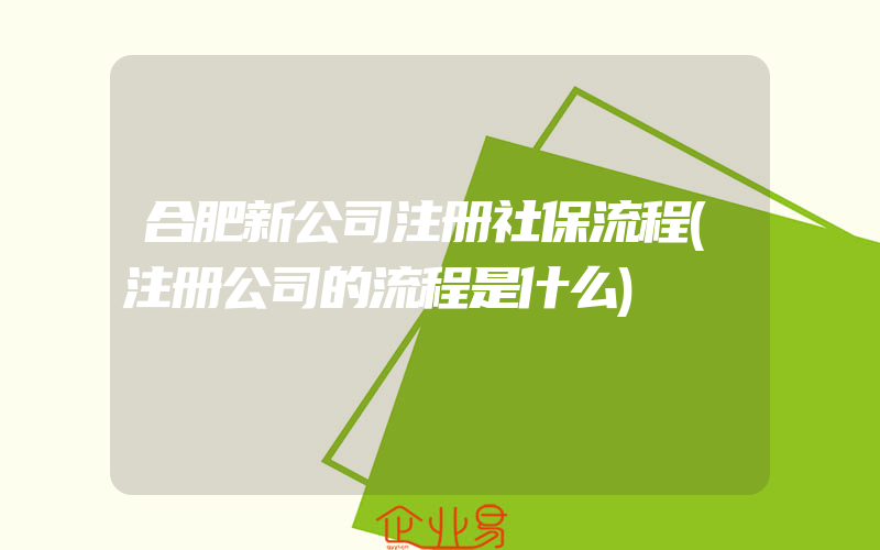 合肥新公司注册社保流程(注册公司的流程是什么)