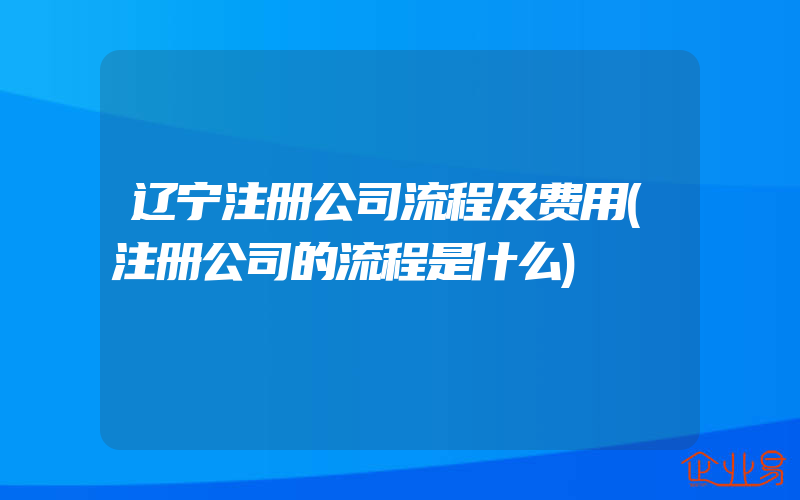 辽宁注册公司流程及费用(注册公司的流程是什么)