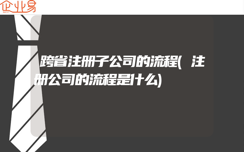 跨省注册子公司的流程(注册公司的流程是什么)