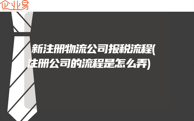 新注册物流公司报税流程(注册公司的流程是怎么弄)