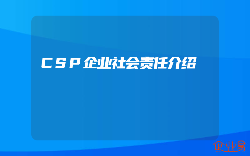 CSP企业社会责任介绍