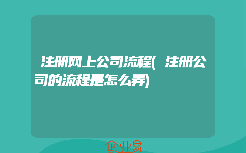 注册网上公司流程(注册公司的流程是怎么弄)