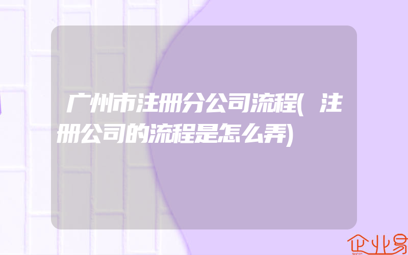 广州市注册分公司流程(注册公司的流程是怎么弄)