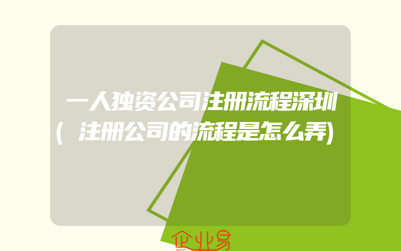 一人独资公司注册流程深圳(注册公司的流程是怎么弄)