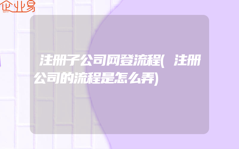 注册子公司网登流程(注册公司的流程是怎么弄)