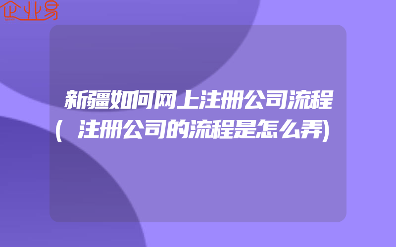 新疆如何网上注册公司流程(注册公司的流程是怎么弄)