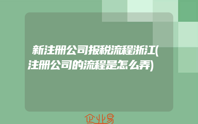 新注册公司报税流程浙江(注册公司的流程是怎么弄)