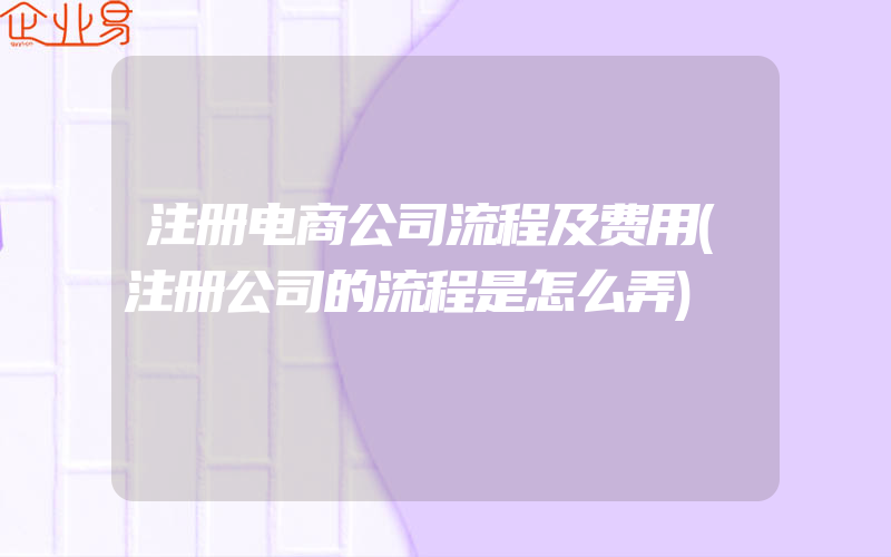 注册电商公司流程及费用(注册公司的流程是怎么弄)