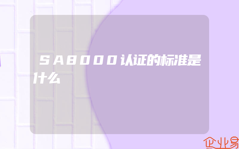 SA8000认证的标准是什么